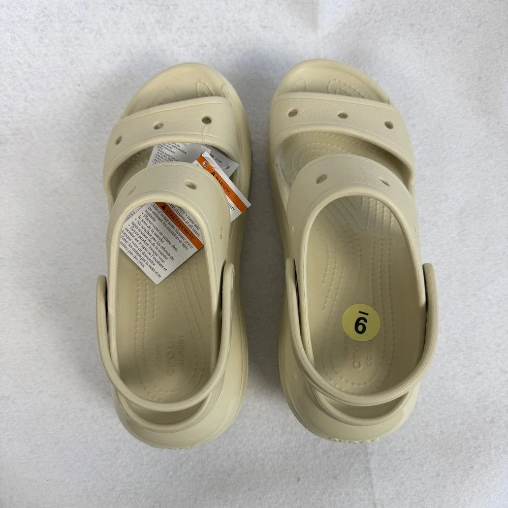 New Crocs Mega Crush Sandal Bone Platform Lug Sole Mens 7 Womens 9 Summer Cream